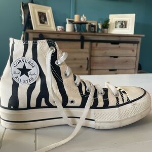 Zebra print converse high top chuck taylor’s